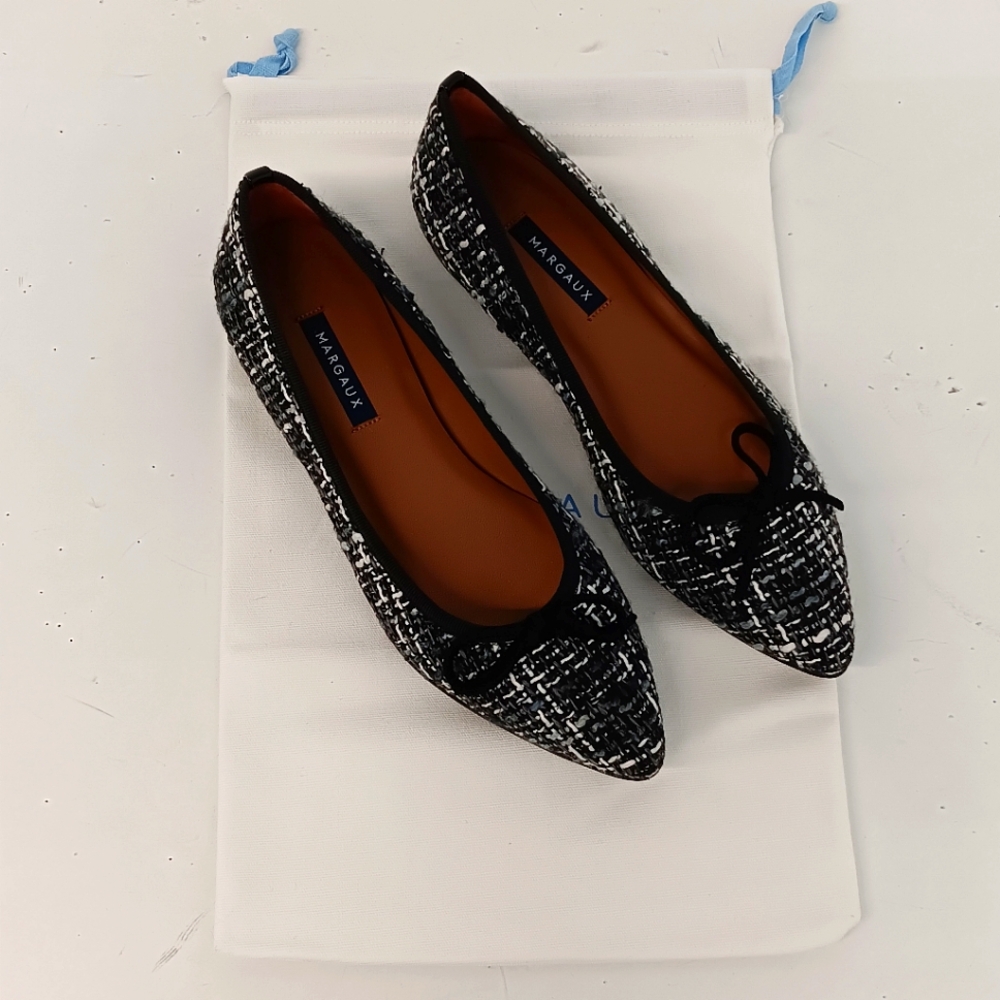 NEW Margaux Women's The Point Black/White Tweed Flats - EU39/US9 - Picture 2 of 14